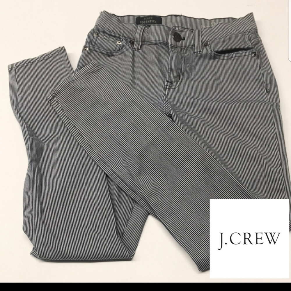 J Crew Pinstriped Toothpick Jeans